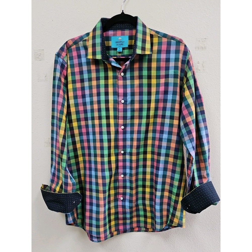 Christian Aujard Shirt Mens Large Long Sleeve Button Front